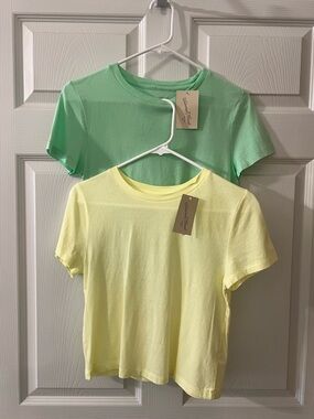 Set of (2) Short Sleeve Tees Mint Green & Butter Yellow NWT